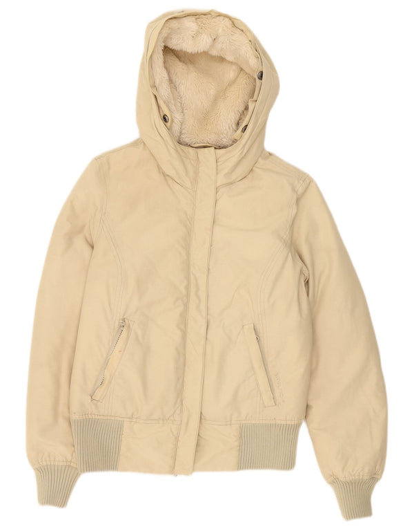 Giacca imbottita oversize con cappuccio da donna Woolrich UK 10 piccola in cotone beige
