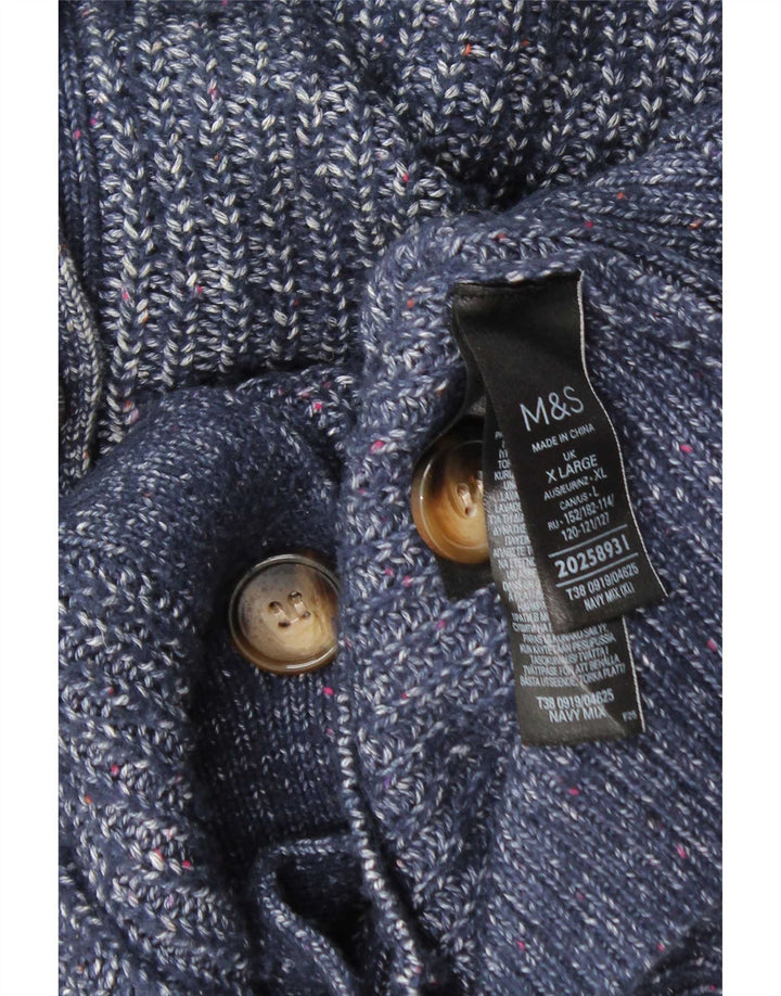Maglione cardigan oversize da donna Marks & Spencer UK 18 XL blu screziato