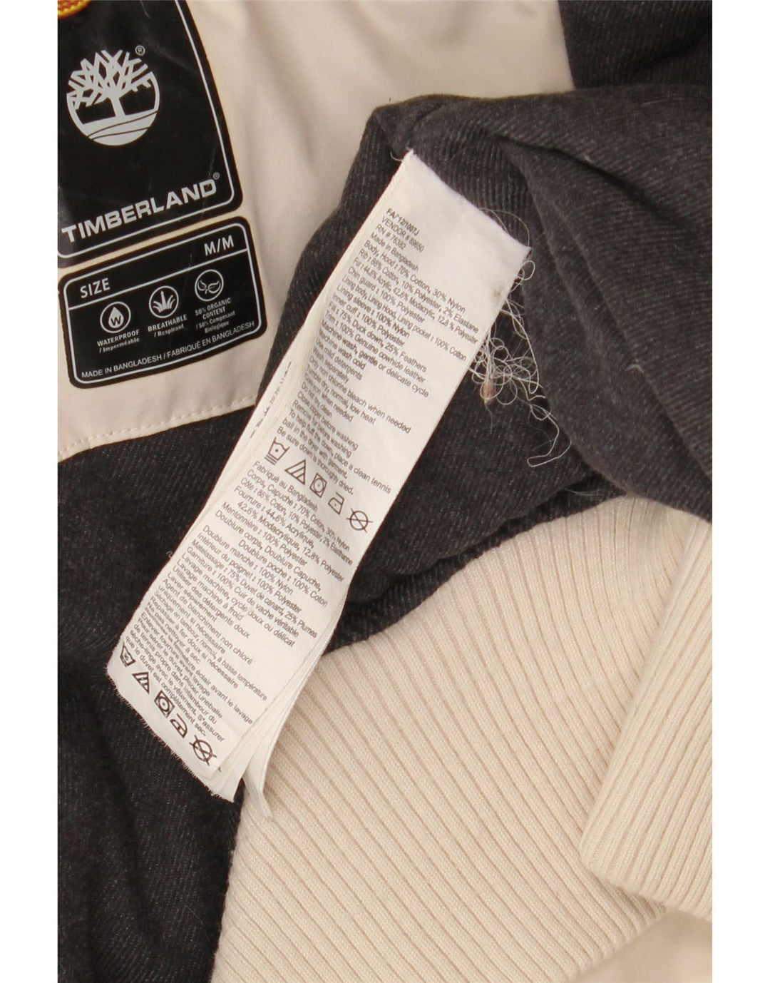 Giubbotto bomber con cappuccio da uomo Timberland UK 38 Cotone beige medio