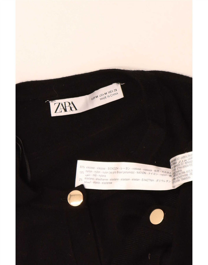 Maglione cardigan corto da donna Zara UK 14 viscosa nera media
