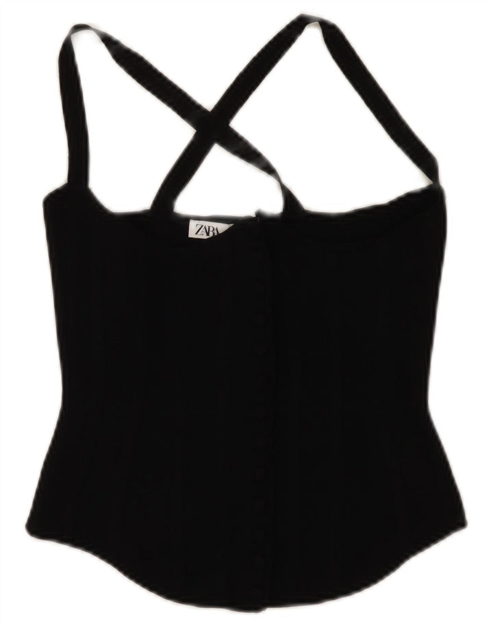 Top corto da donna Zara UK 8 piccolo in viscosa nera
