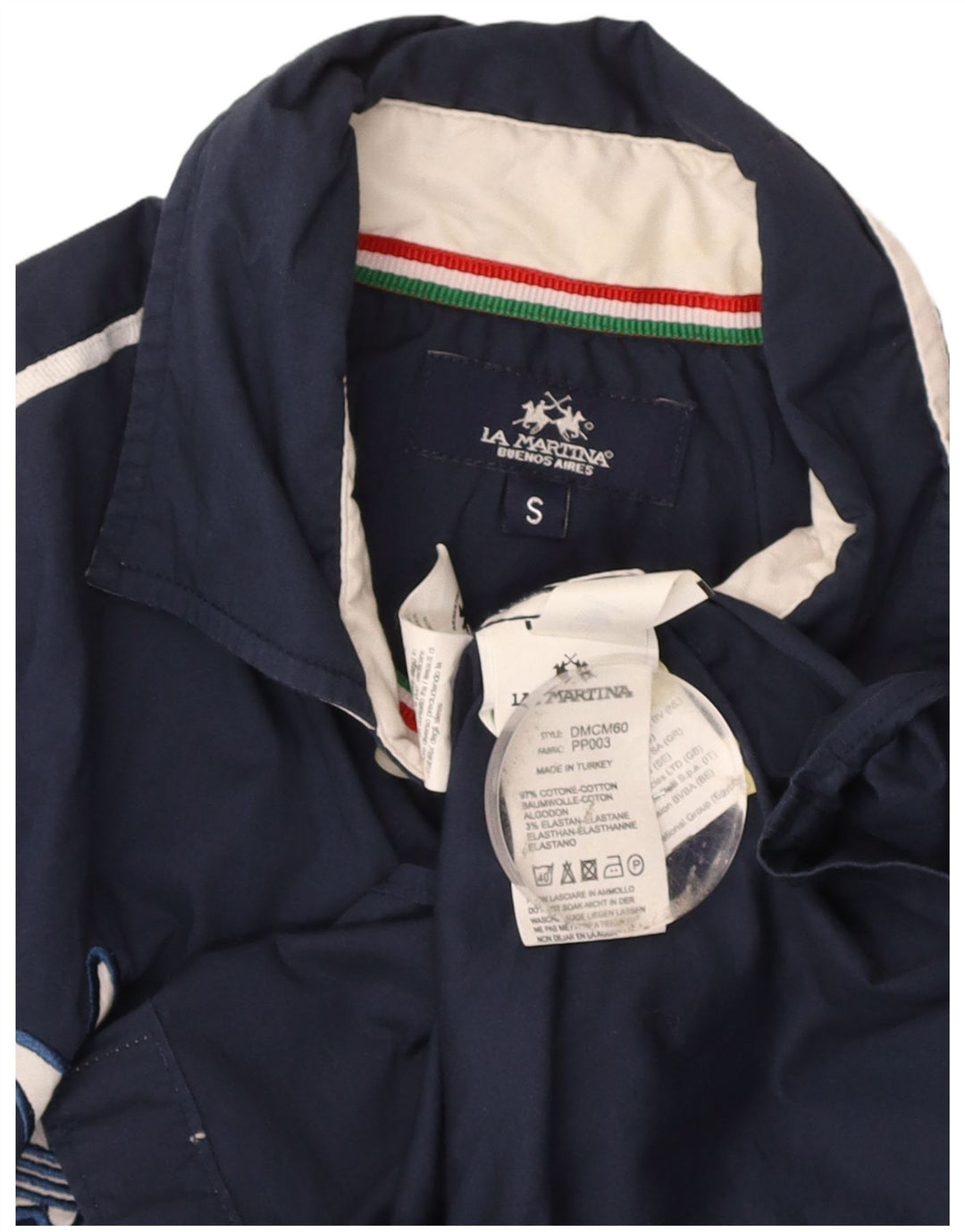 LA MARTINA Mens Graphic Shirt Small Navy Blue Cotton