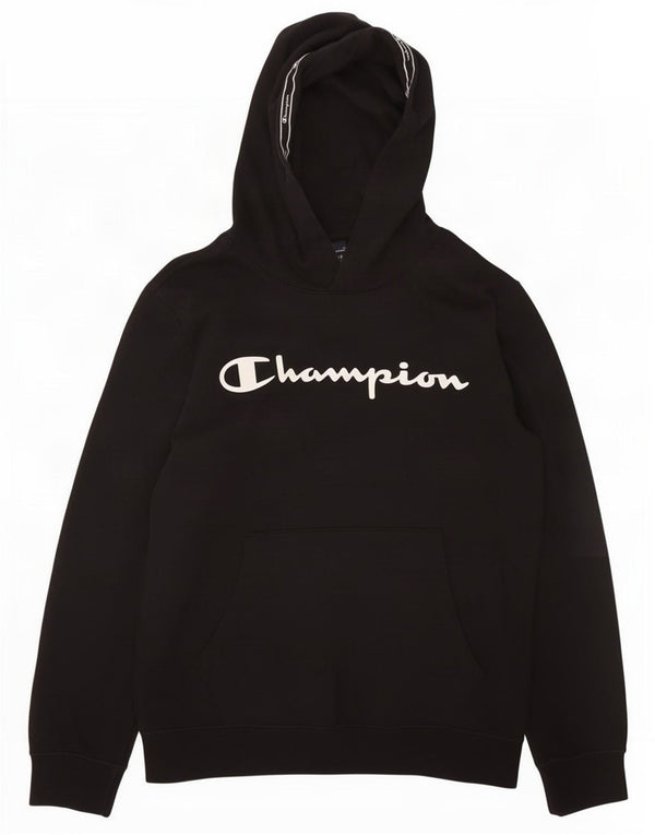 Maglione con cappuccio grafico da ragazzo Champion 13-14 anni XL Nero Sports