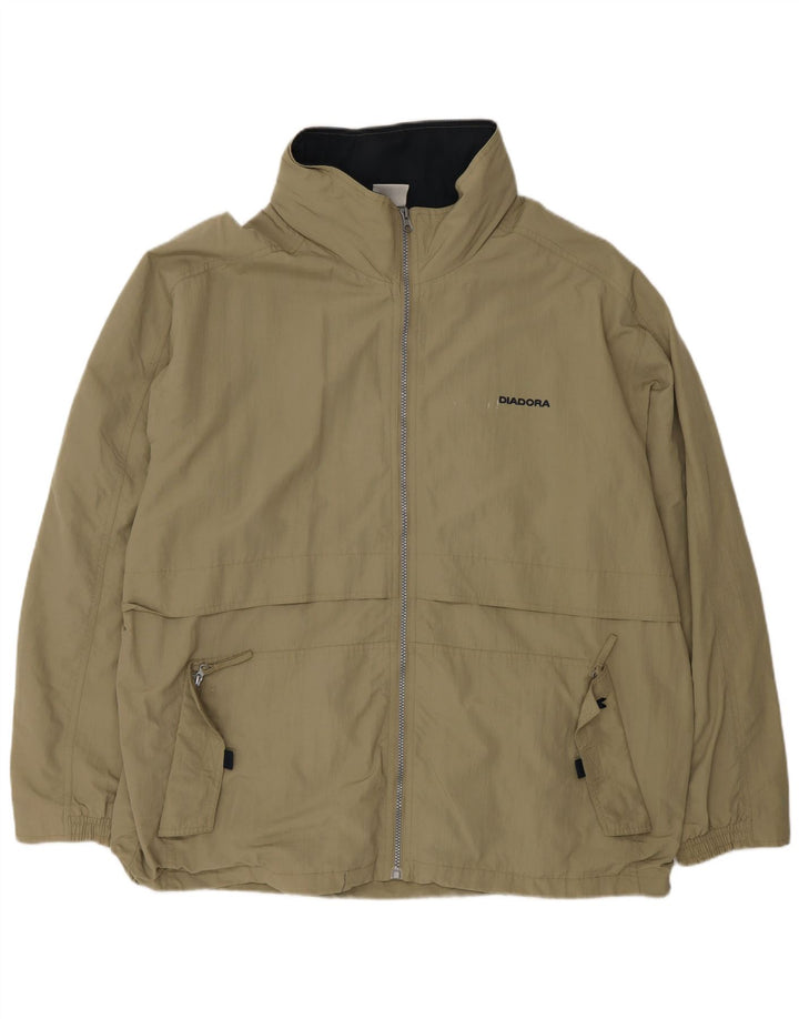 DIADORA Giacca antipioggia da uomo vestibilità ampia UK 40 Large Beige Poliammide