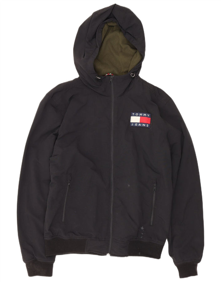 Bomber con cappuccio da uomo Tommy Hilfiger UK 38 medio nero poliammide