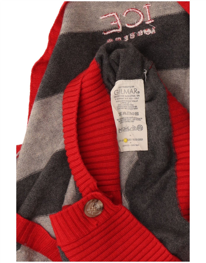 Maglione cardigan lungo da donna Iceberg UK 10 piccolo lana a righe grigie