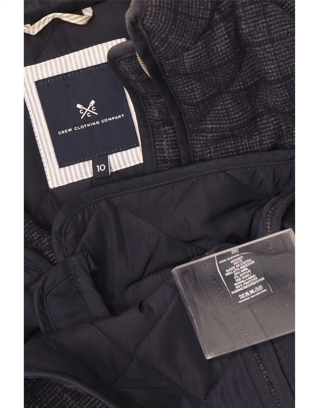 Crew Clothing Gilet trapuntato da donna UK 10 piccolo in poliestere a quadri blu navy