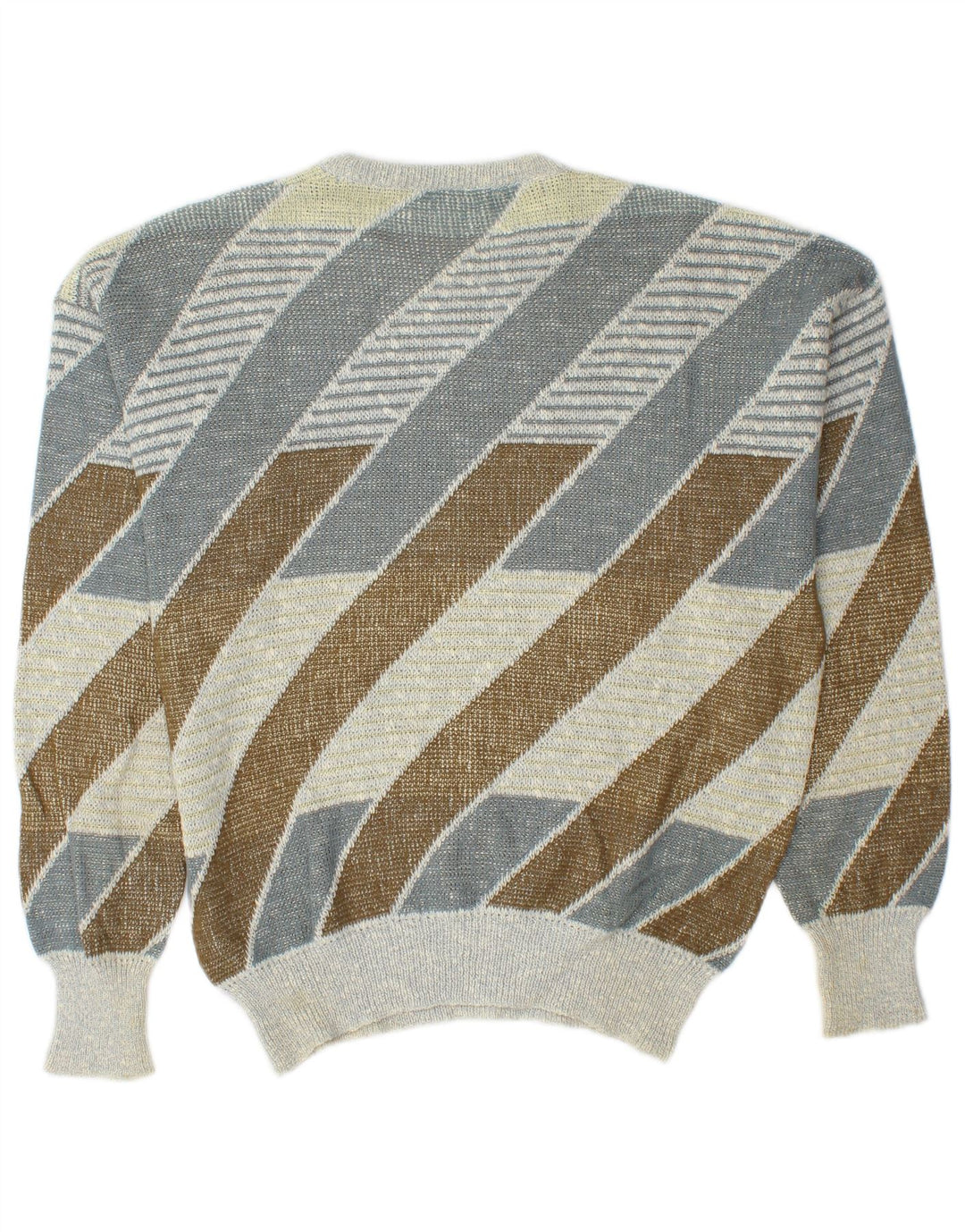 Maglione vintage da uomo girocollo in cotone a righe multicolori medie