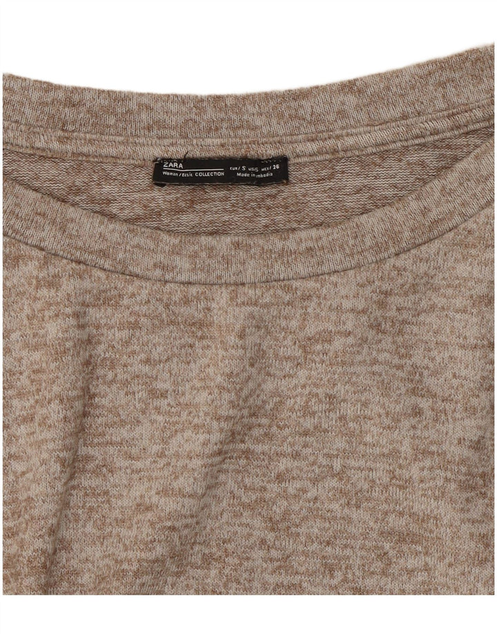 Top Zara da donna oversize a maniche lunghe UK 10 piccolo grigio chiazzato
