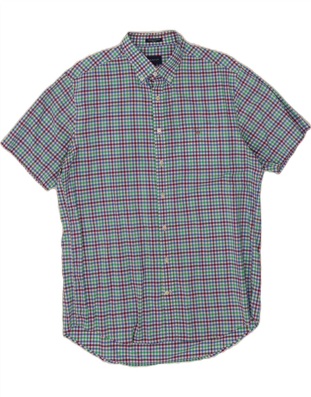 GANT Mens Short Sleeve Shirt Size 41/42 16 1/2 Large Multicoloured Gingham Vintage Gant and Second-Hand Gant from Messina Hembry 
