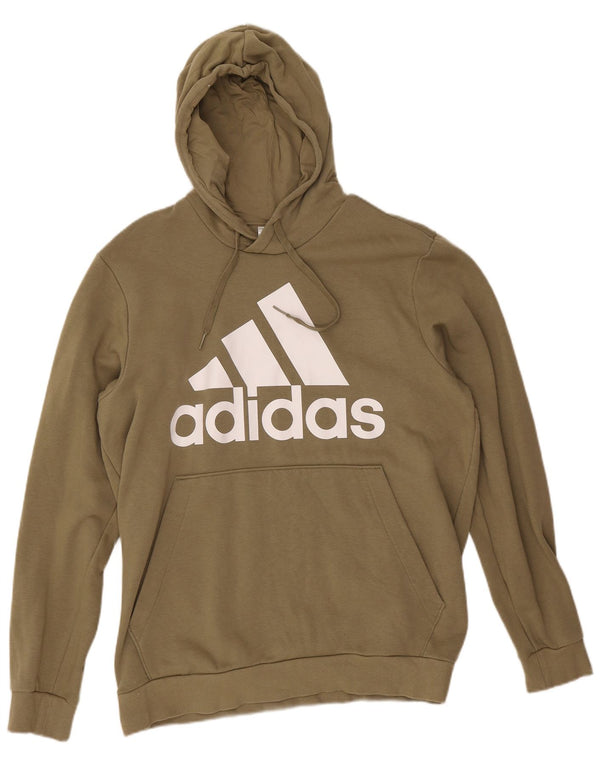 Felpa con cappuccio grafica da uomo Adidas Large in cotone kaki