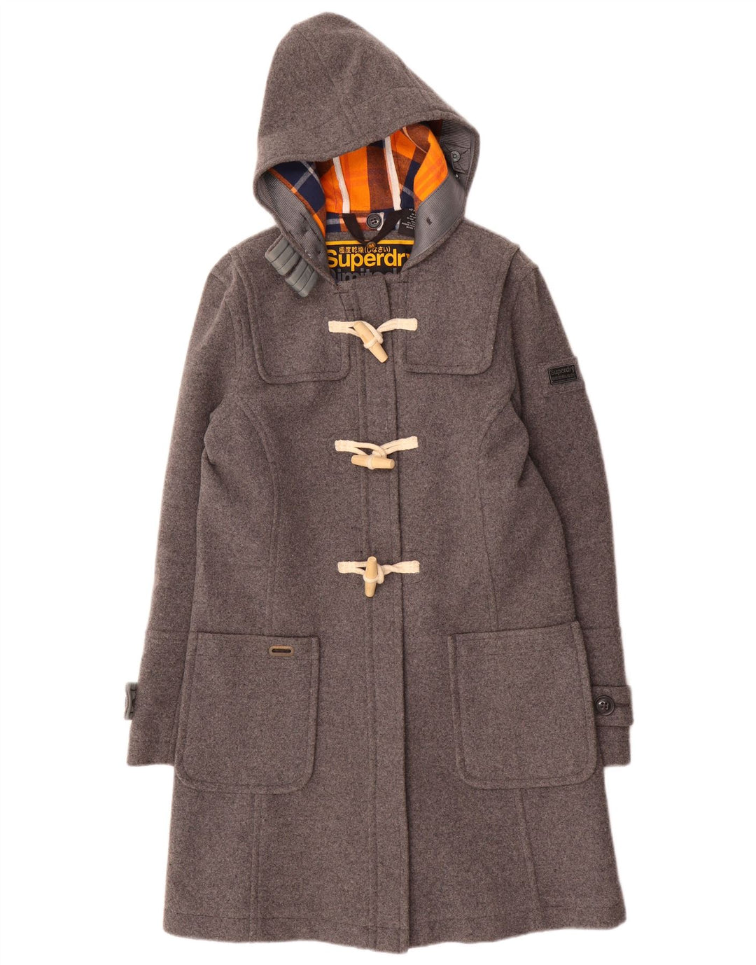 Montgomery con cappuccio da donna Superdry UK 12 Lana grigio medio