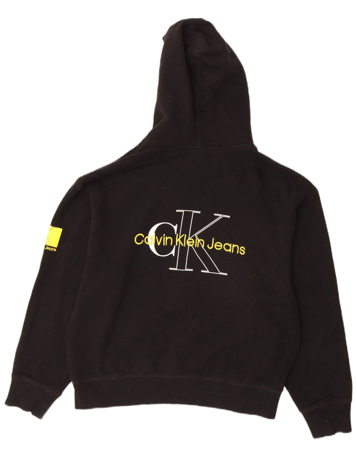 CALVIN KLEIN JEANS Maglione con cappuccio grafico da uomo in cotone nero medio