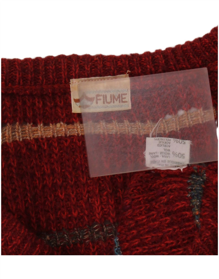 Maglione uomo FIUME con scollo a V IT 52 Lana a righe grandi bordeaux