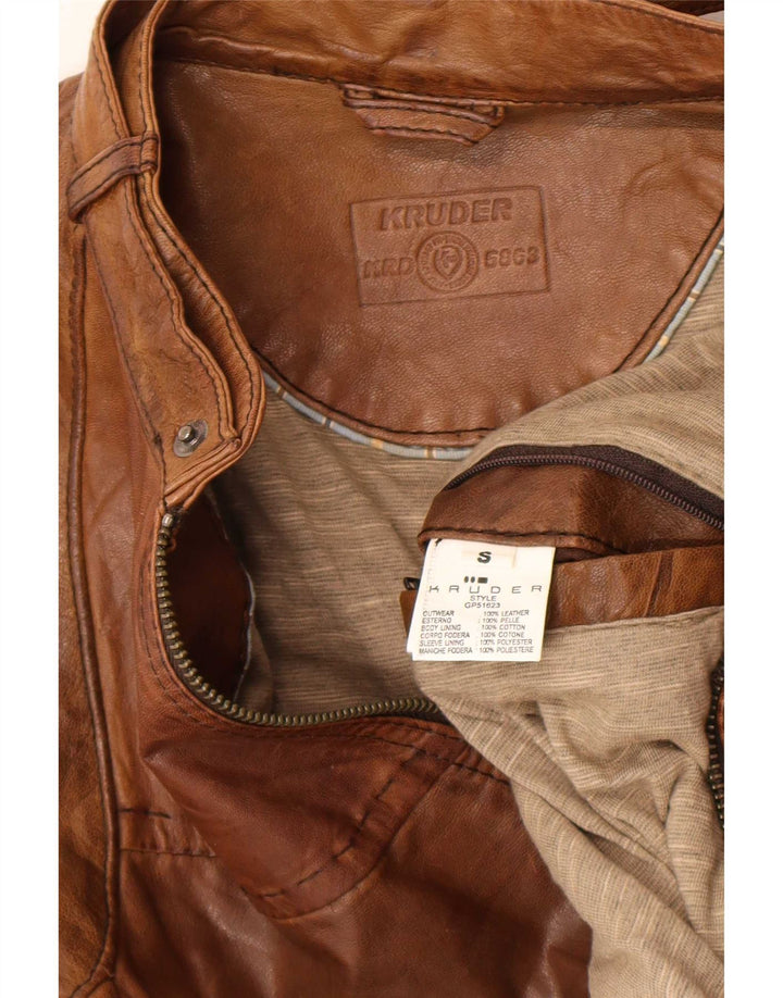 Giacca in pelle da uomo Kruder UK 36 piccola pelle marrone