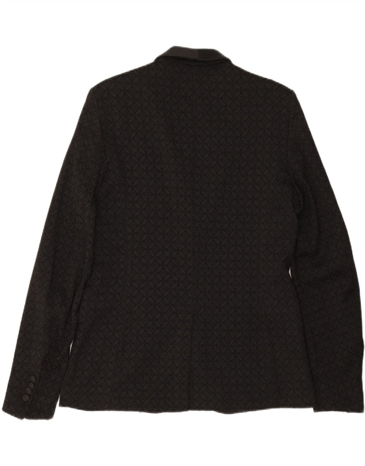 XAGON Mens 2 Button Blazer Jacket IT 50 Large Black Geometric Polyester Vintage Xagon and Second-Hand Xagon from Messina Hembry 