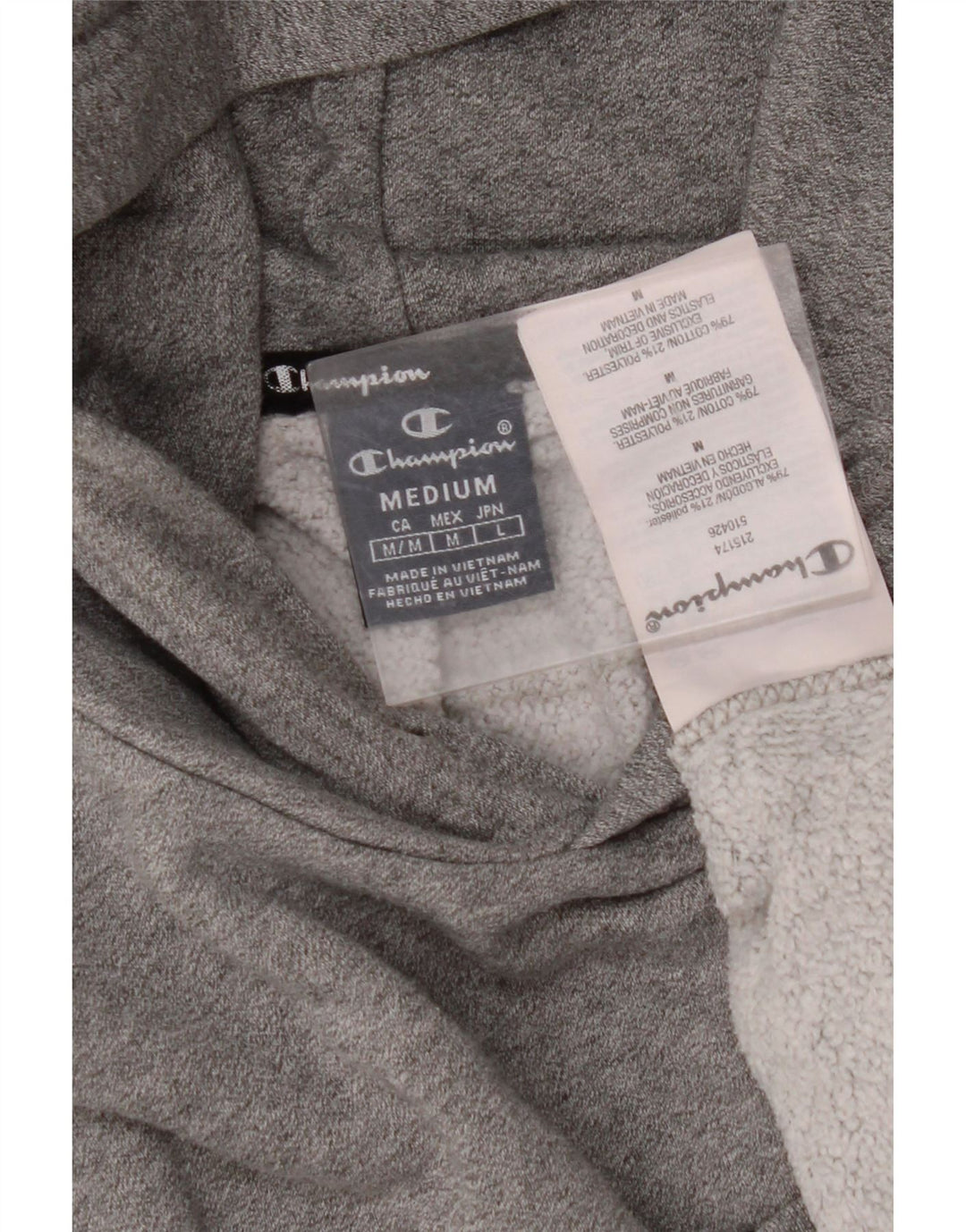 Maglione con cappuccio grafico da uomo CHAMPION in cotone grigio medio