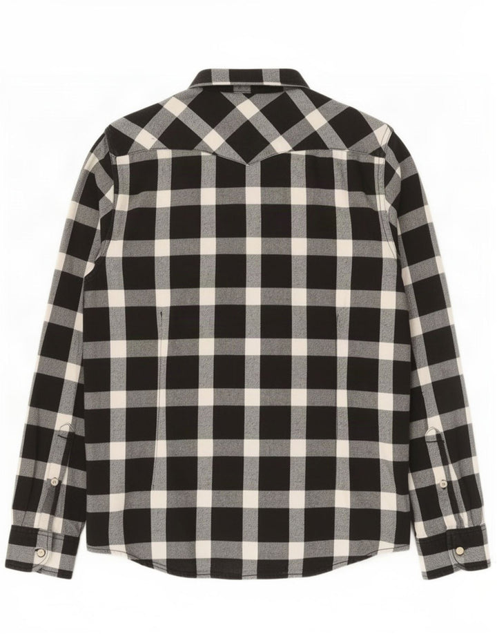 Camicia da uomo in flanella slim fit Lee, cotone a quadri neri medi