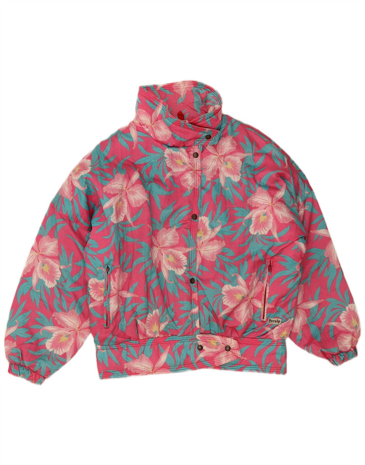Giacca da sci oversize antivento da donna Peralp IT 38 XS poliestere floreale rosa