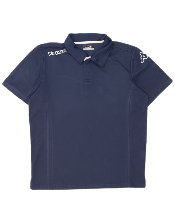 Polo grafica da uomo Kappa Small in poliestere blu navy