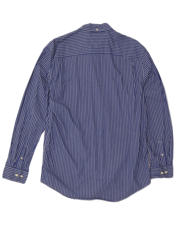 Camicia da uomo Tommy Hilfiger XL blu gessato in cotone