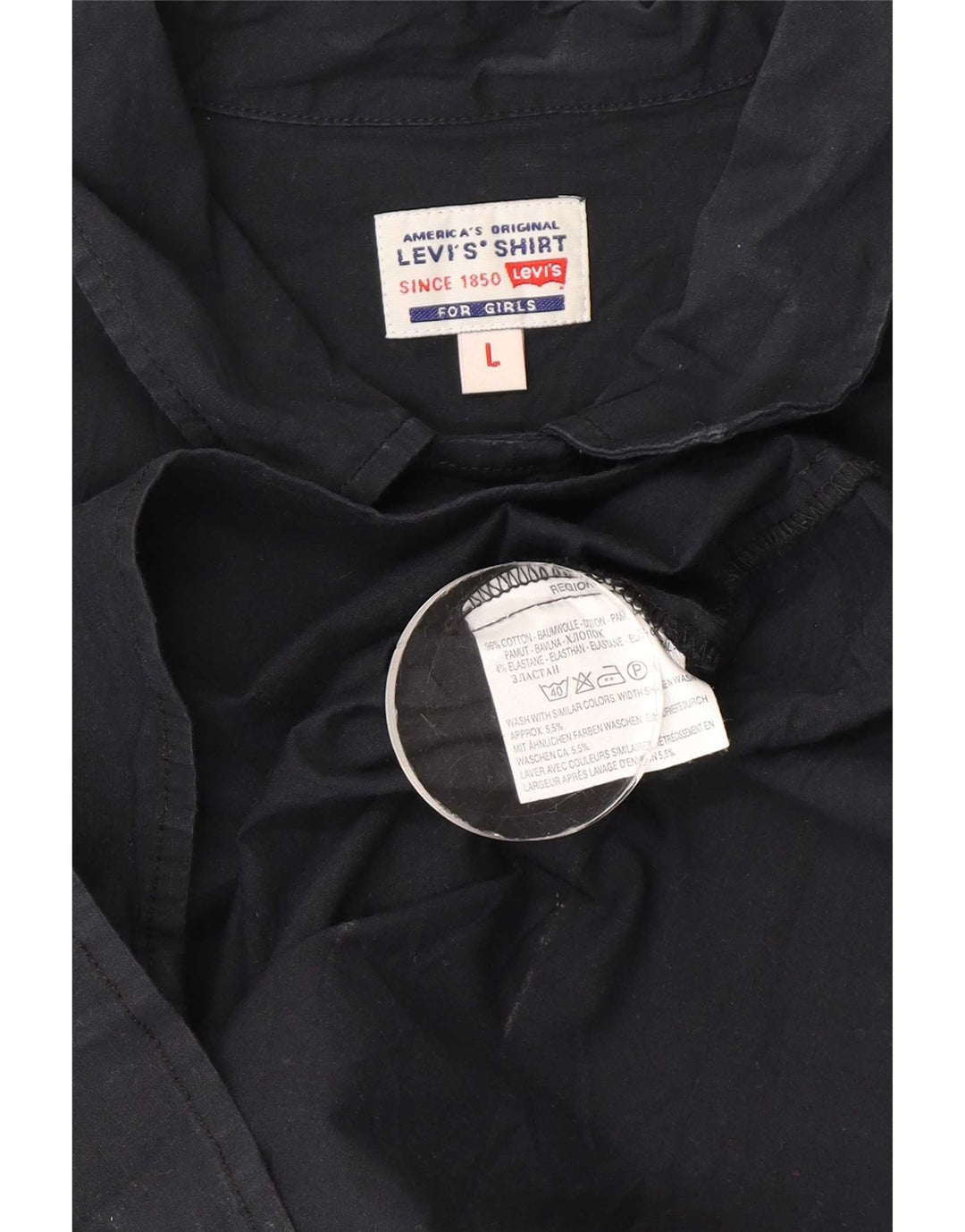 Camicia a maniche a 3/4 da donna Levi's UK 14 Large in cotone nero