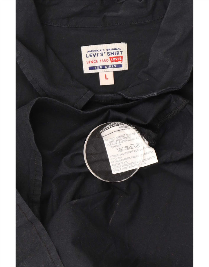 Camicia a maniche a 3/4 da donna Levi's UK 14 Large in cotone nero