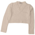 Maglione corto con scollo a V da donna Zara UK 12 Viscosa bianca media