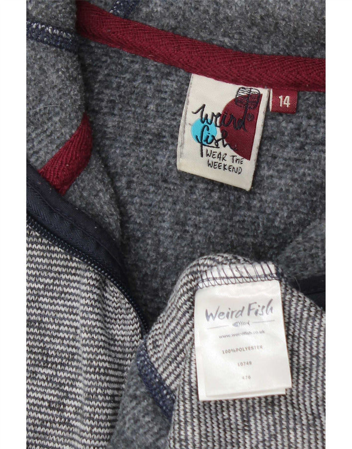 Maglione con cappuccio e zip da donna Weird Fish UK 14 Grande poliestere screziato grigio
