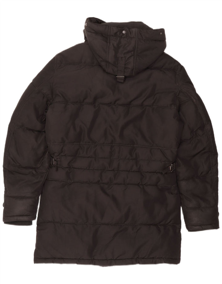 Cappotto imbottito con cappuccio da uomo Zara UK 36 piccolo poliestere nero