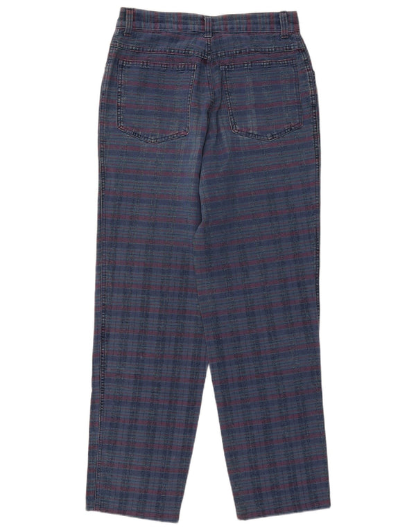 Pantaloni casual affusolati a vita alta da donna Benetton W29 L31 a quadri blu