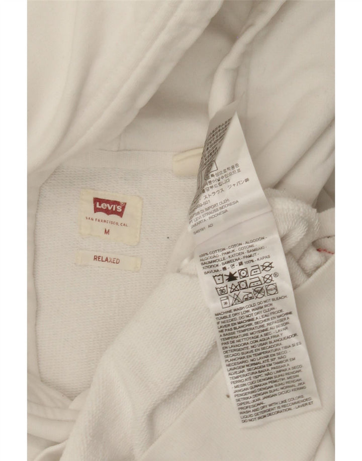 LEVI'S Mens Relaxed Fit Graphic Hoodie Jumper Medium White Cotton Vintage Levi's and Second-Hand Levi's from Messina Hembry 