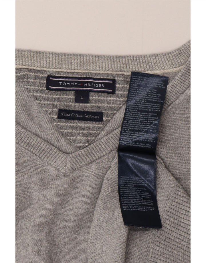 Tommy Hilfiger Uomo Maglione con scollo a V Maglione grande in cotone grigio