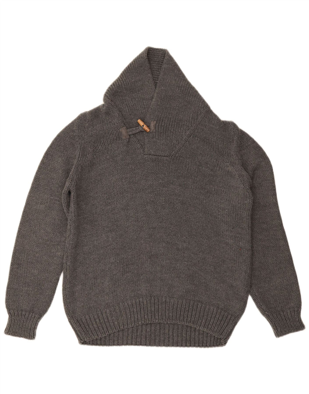 ZARA Maglione da Uomo con Collo a Scialle Grande in Acrilico Grigio