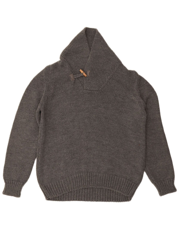ZARA Maglione da Uomo con Collo a Scialle Grande in Acrilico Grigio