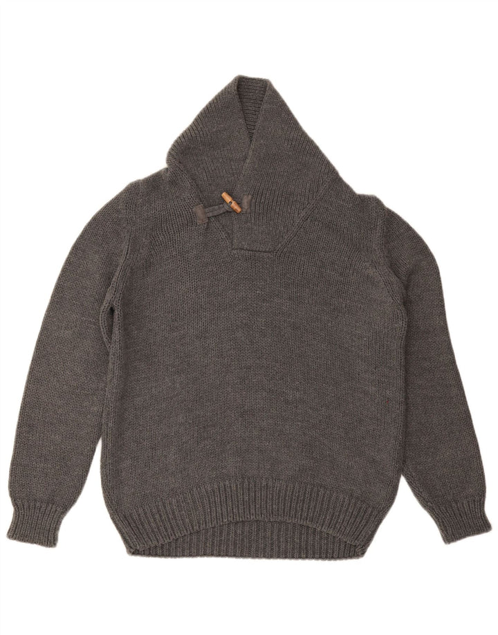 ZARA Maglione da Uomo con Collo a Scialle Grande in Acrilico Grigio