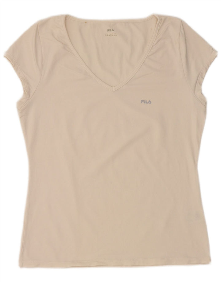 T-shirt da donna FILA Top UK 16 grande nylon bianco sporco