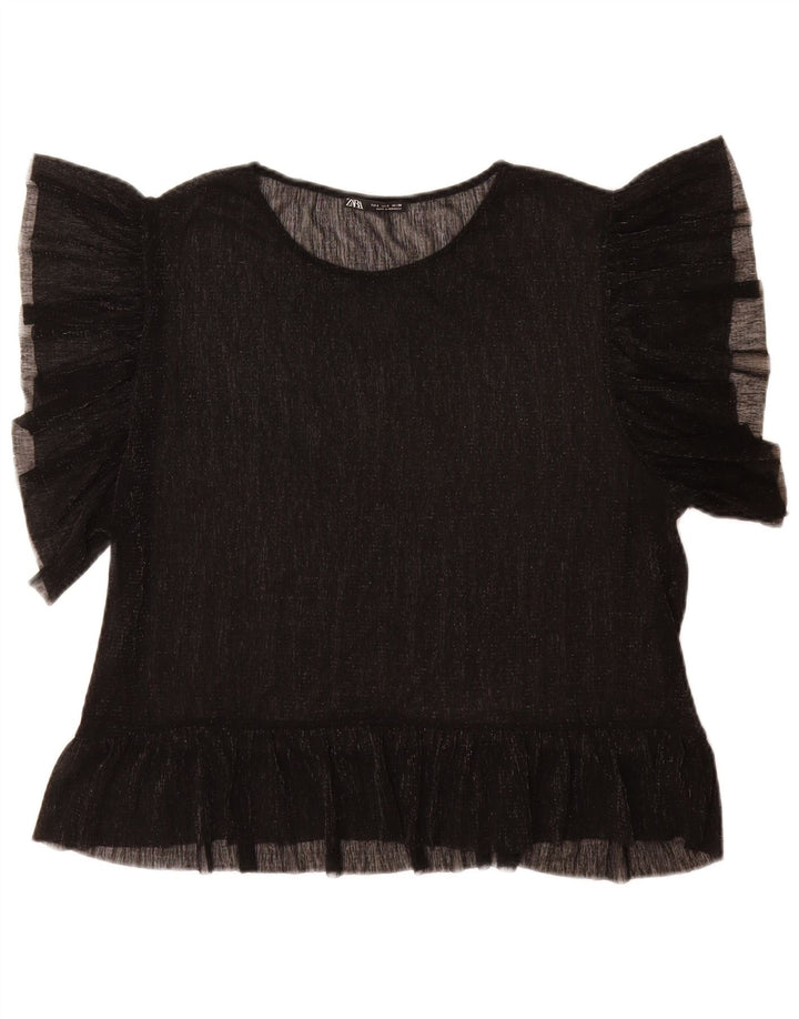 Camicetta da donna Zara Top UK 16 grande nera screziata