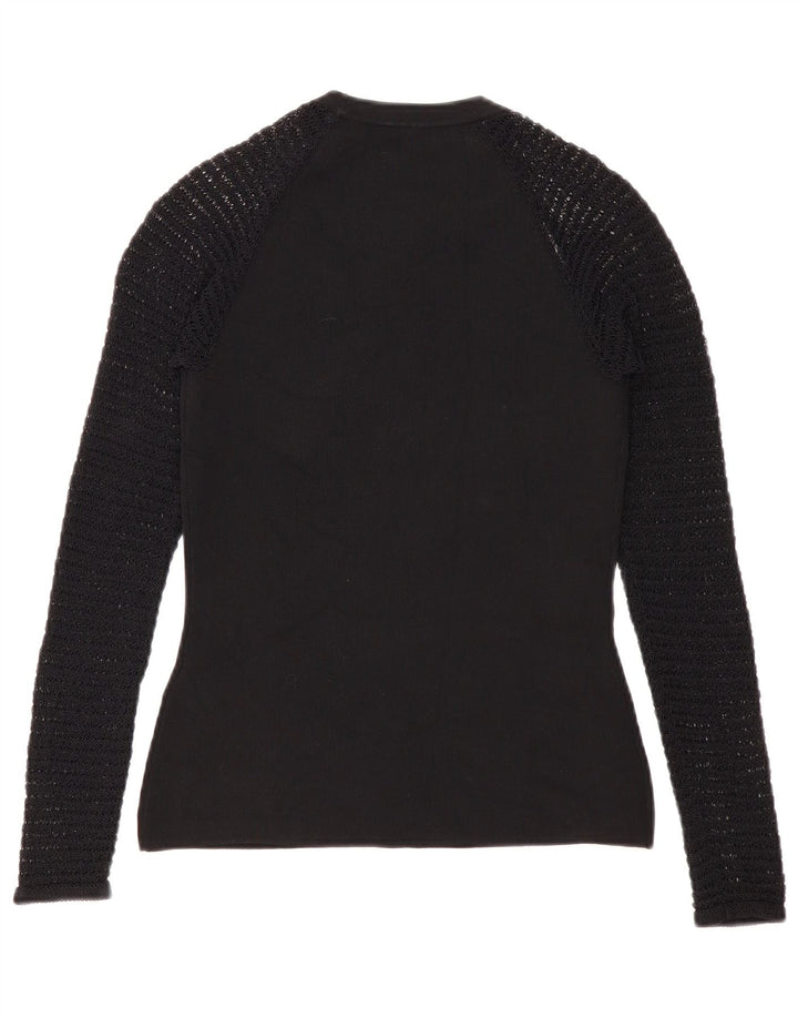 Maglione maglione girocollo da donna Reiss UK 12 viscosa nera media