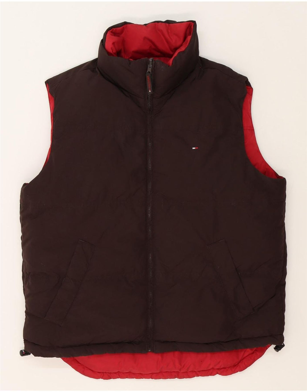 Gilet imbottito reversibile da uomo Tommy Hilfiger UK 38 poliestere rosso medio