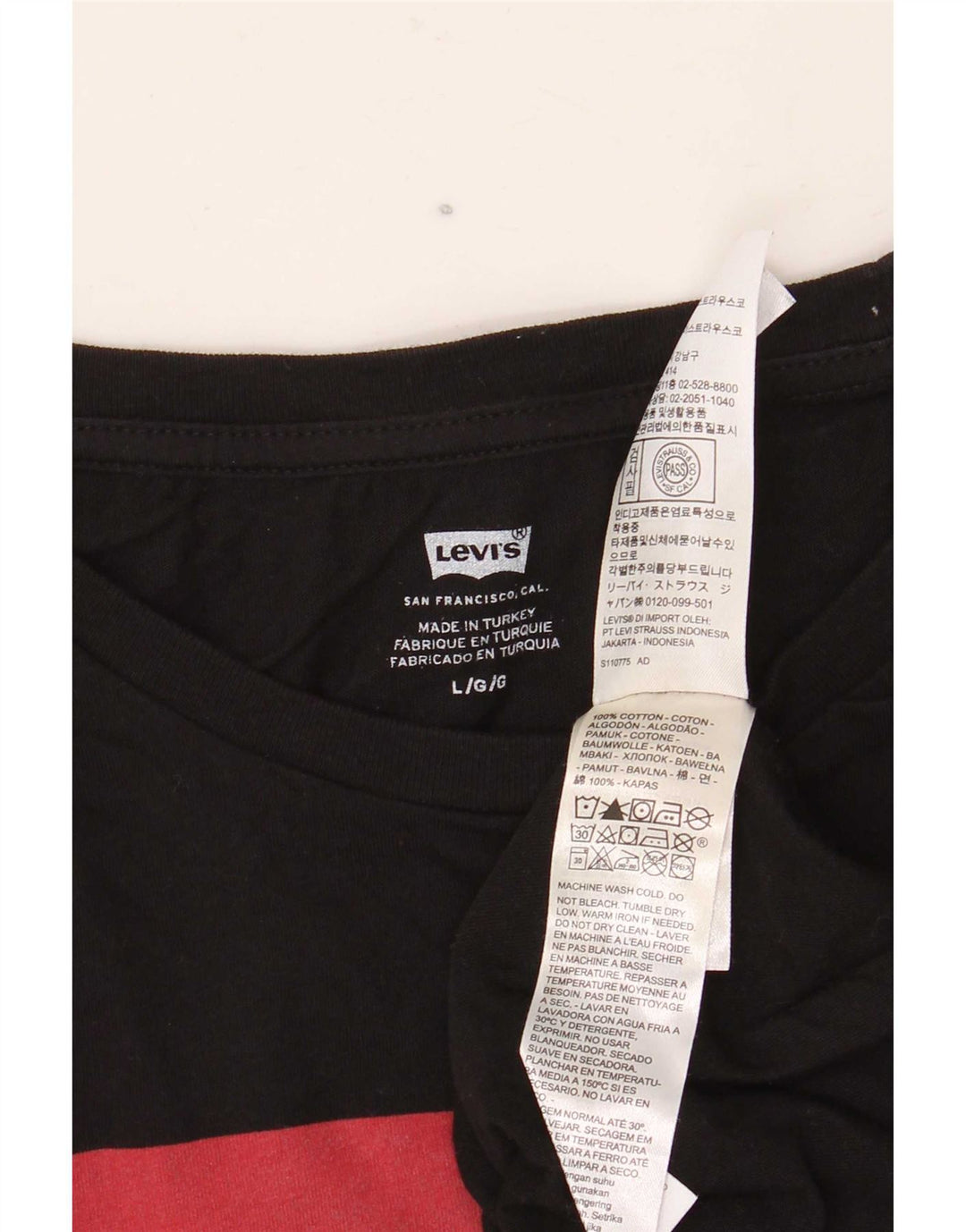 Levi's Maglietta grafica da uomo a maniche lunghe grande in cotone nero