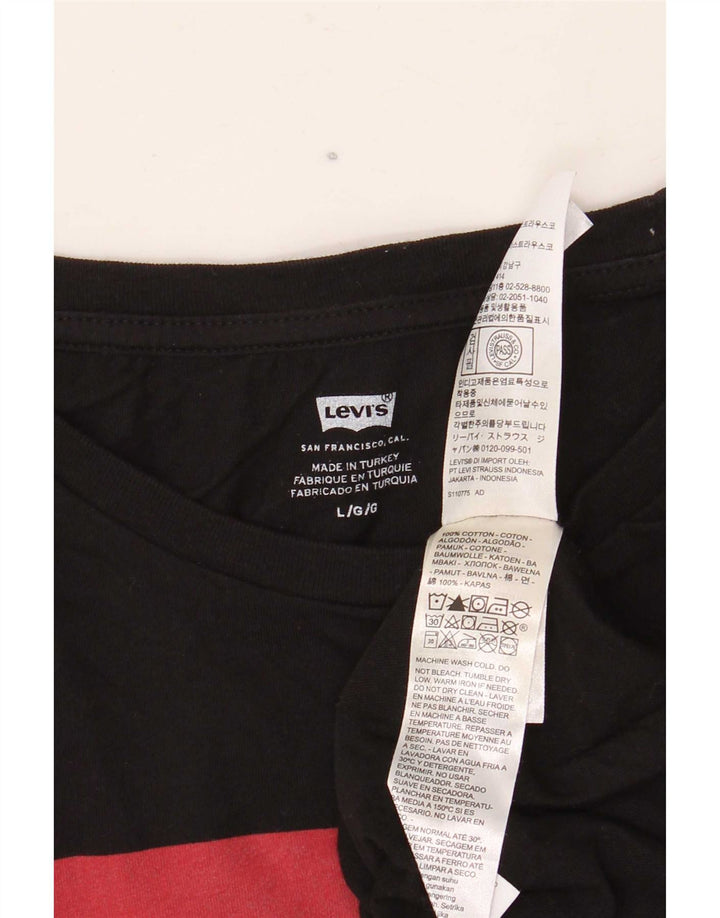 Levi's Maglietta grafica da uomo a maniche lunghe grande in cotone nero