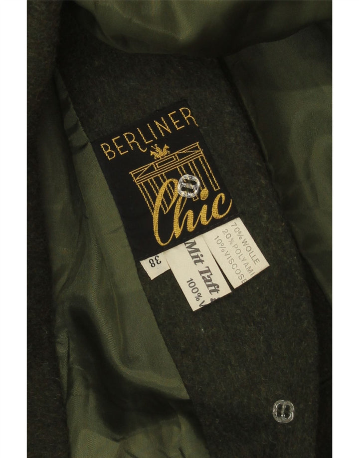 Cappotto poncho vintage da donna EU 38 medio in lana kaki