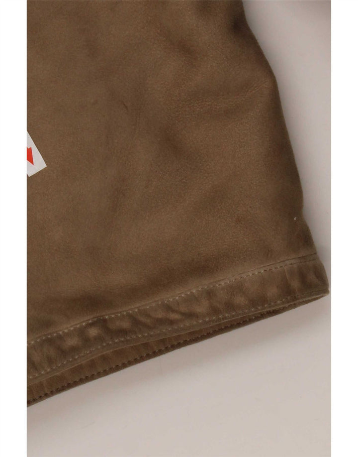 Cappotto in shearling vintage da donna con maniche a 3/4 UK 14 Beige medio