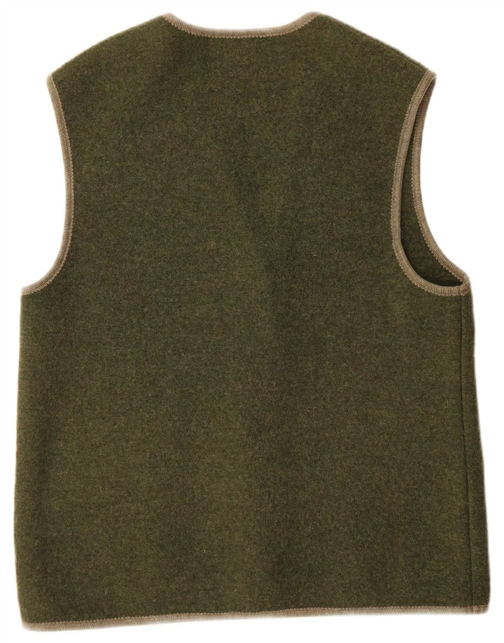 Gilet da donna vintage UK 14 medio in lana kaki