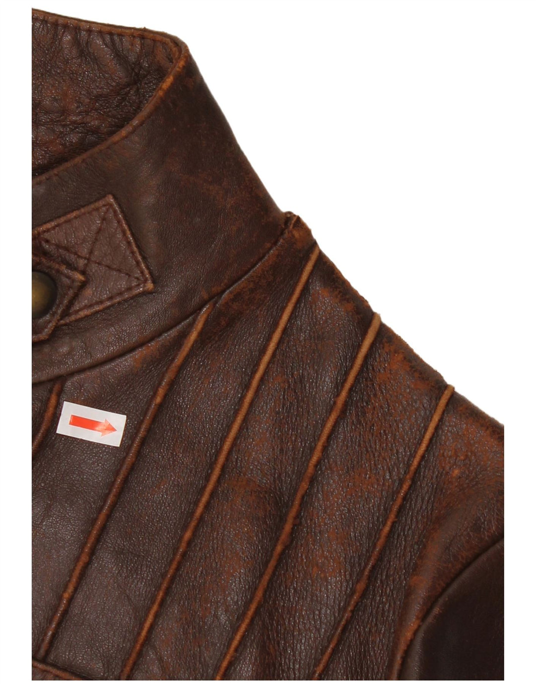 Giacca in pelle corta da donna vintage UK 10 piccola marrone