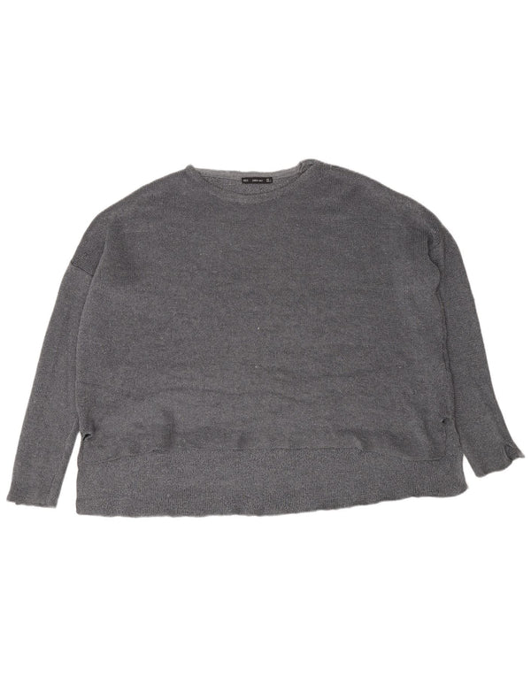 Maglione maglione girocollo oversize da donna Zara UK 10 piccolo grigio