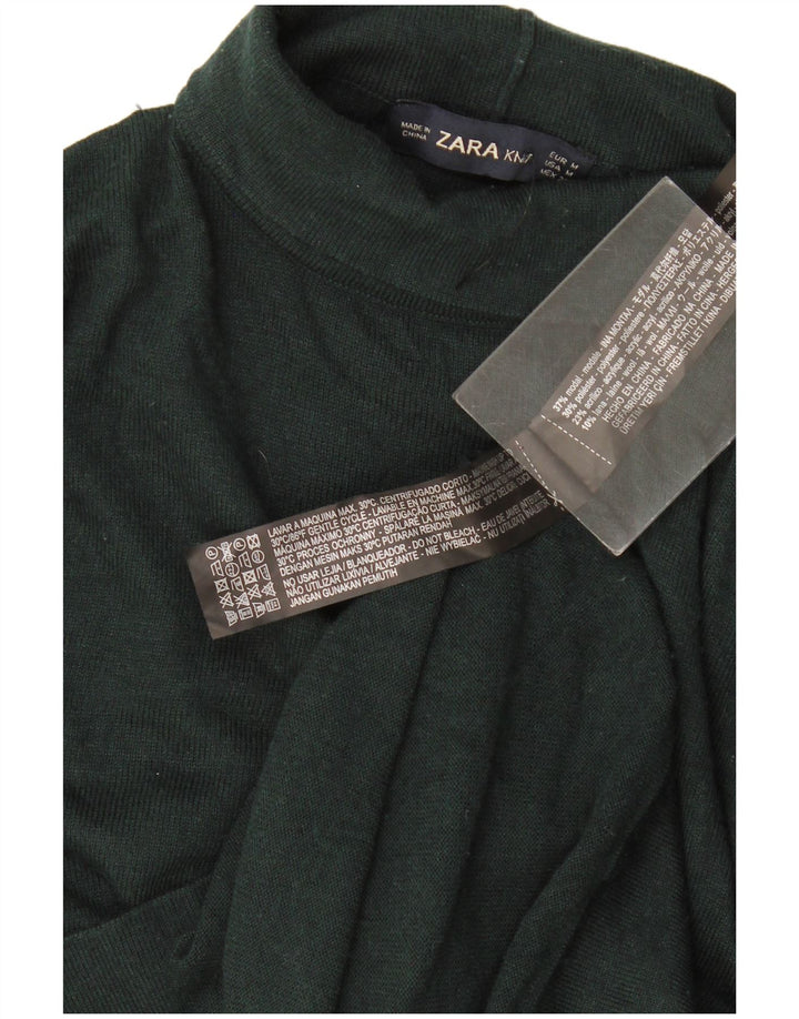 Maglione maglione a collo alto da donna Zara UK 14 verde medio modal