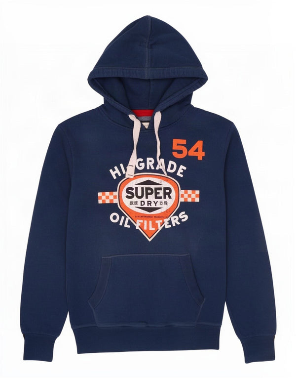 Maglione con cappuccio grafico da uomo Superdry in cotone blu navy medio