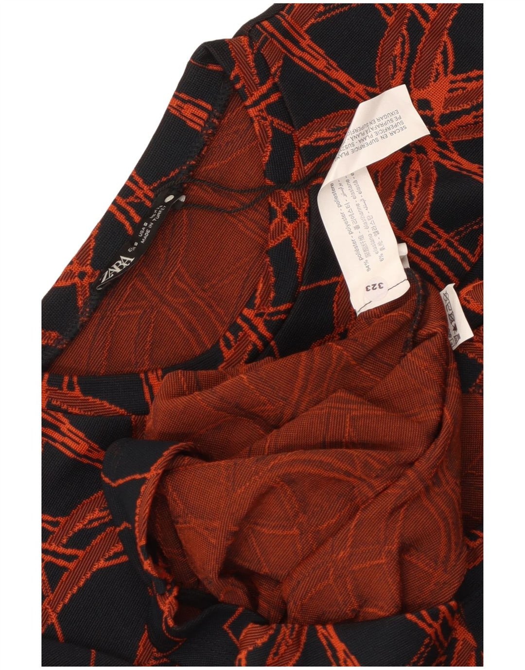 Abito a trapezio a maniche lunghe da donna con motivo astratto Zara UK 8 piccolo nero